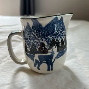 Folk craft wolf cream pitcher